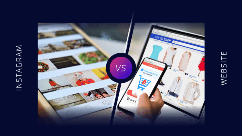 Instagram business vs website showing social media store and ecommerce website